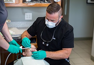 dentist working on patient