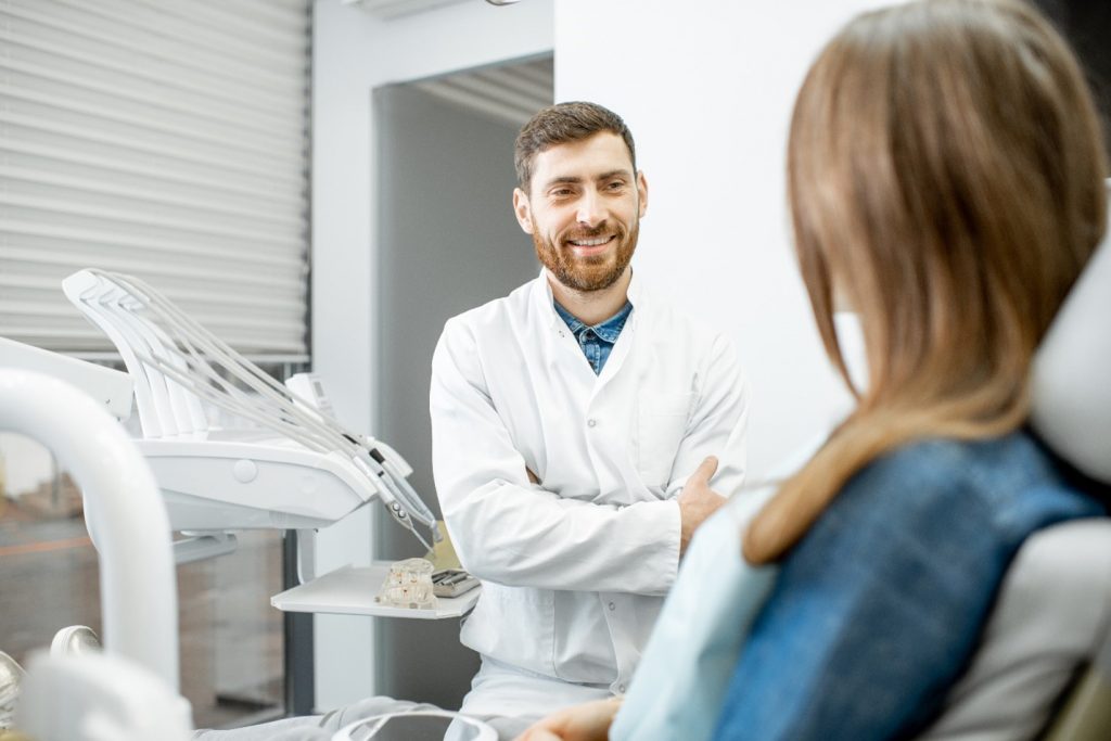 Patient at the dentist for wisdom tooth extraction.